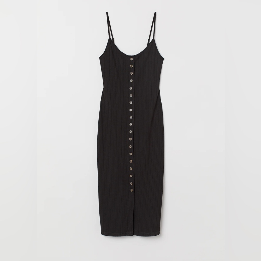 Forever 21 F21 Black Ribbed Jersey Tank Dress Bod Con Sz Small Y2K